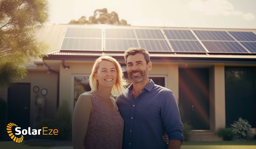 Gold coast homeowners with newly installed solar panels